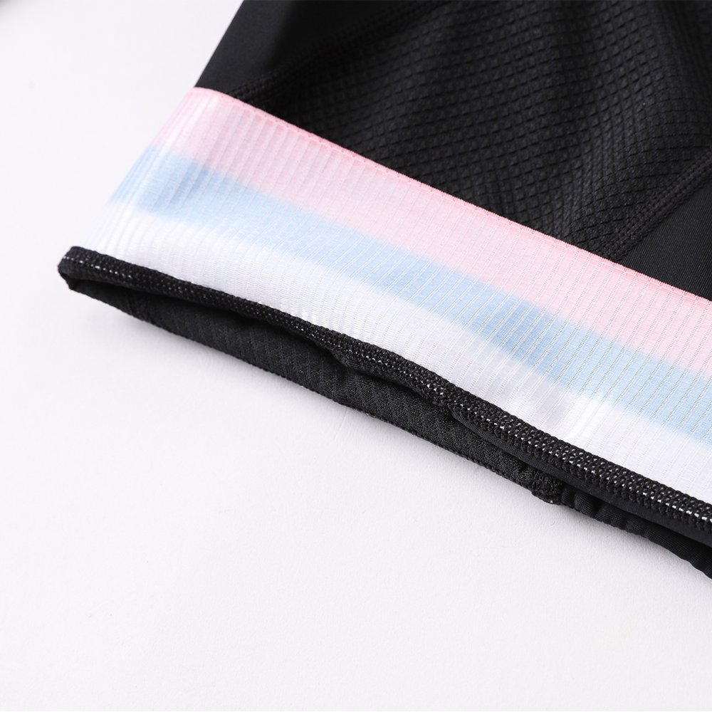 YKYW Men’s Cycling Bib Shorts Elastic Performance 5H Padded Tights Black+Striped Ribbon
