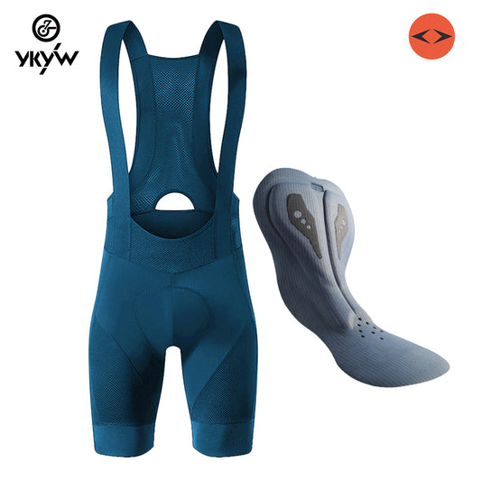 YKYW 2024 Men’s Cycling Bib Shorts Elastic Interface Paris 7H 3D Coolmax Padded Peacock Blue