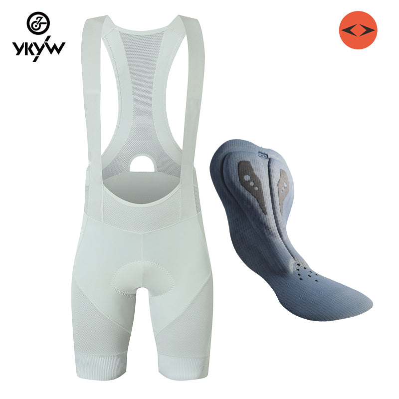 YKYW 2024 Men’s Cycling Bib Shorts Elastic Interface Paris 7H 3D Coolmax Padded Rhino Gray