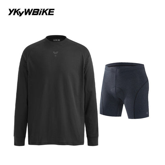 YKYwBIKE Men's Casual Cycling Sets Long Sleeve Underwear Bicycle Suits Clothing Quick Dry Shirt Road Bike Underwear Mtb Shorts Combination