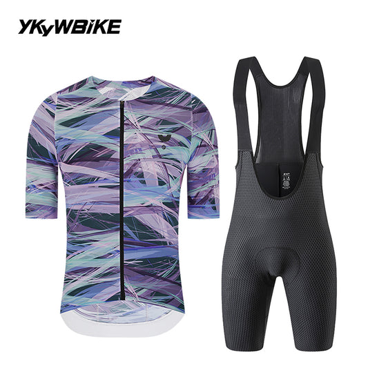 YKYWBIKE Men's Cycling Suit Jersey Slim Fit Road Bike Kits Bib Shorts Bicycle Clothing Pro team Riding Summer Maillot Sets