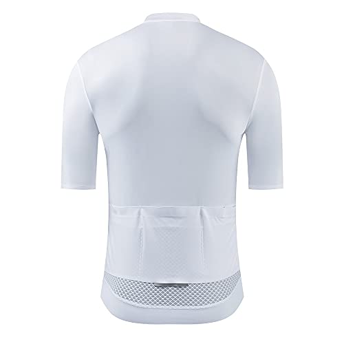 YKYW Men's Cycling Jersey Short Sleeve Tight Fit & Seamless Breathable Quick Dry White