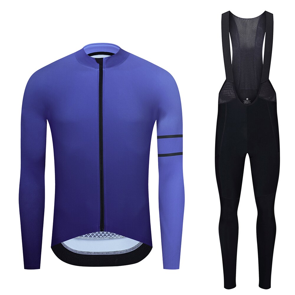 YKYW Men’s Cycling Jersey Set Winter 10-20℃ Thermal Fleece Long Sleeves Cycling Jersey and 5H Pro Tight Cycling Bib Long Pants with 3 Pockets 5 Perfect Combinations