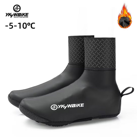 YKYW Cycling Shoes Covers Winter -5-10°C Thermal Fleece Keep Warm Neoprene Waterproof Windproof Reflective with Velcro Straps Black