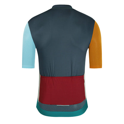YKYW 2024 Men's New Cycling Jersey Moisture Wicking Quick Dry Multiple Color Combinations Colorblocking Burgundy + dark blue