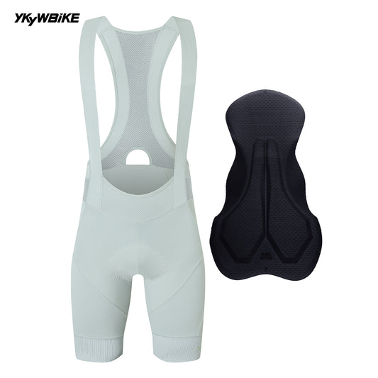YKYW Summer Men’s Solid Color Cycling Bib Shorts Elastic Performance 6H Padded Tights Blue Color