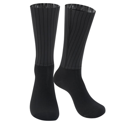 YKYW Men's Women's Summer Cycling Set, Half Finger Woven Striped Cycling Gloves + Cooling Arm Sleeves + Breathable Cycling Socks, Shock Absorbing Non-slip MTB Road Bike Sports Kit, Black & White 2 Colors