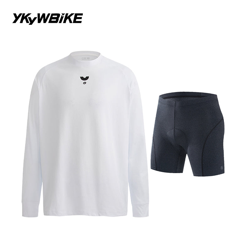 YKYwBIKE Men's Casual Cycling Sets Long Sleeve Underwear Bicycle Suits Clothing Quick Dry Shirt Road Bike Underwear Mtb Shorts Combination