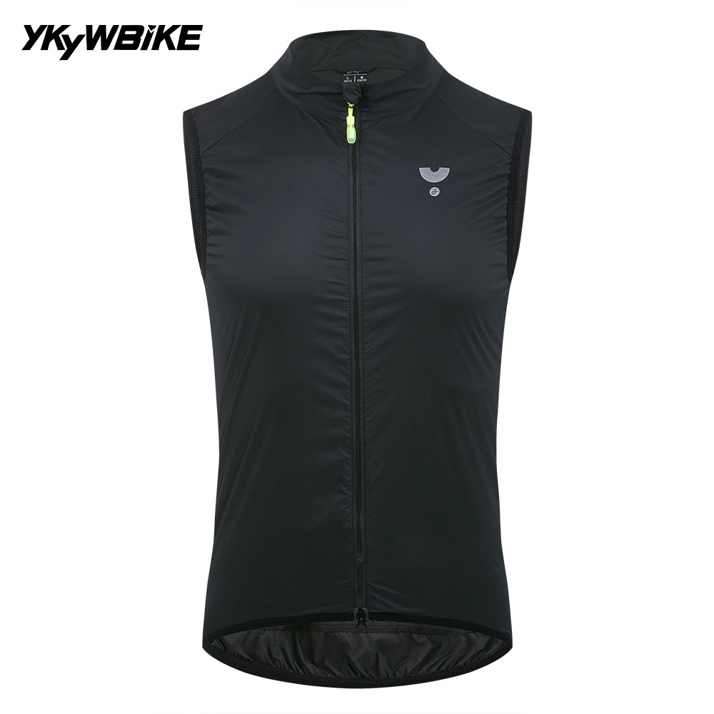 YKYWBIKE Men's Cycling Gilet Windproof Waterproof Pro Team Portable Bicycle Windbreaker Road Bike Vest 2 Way Zipper Breathable