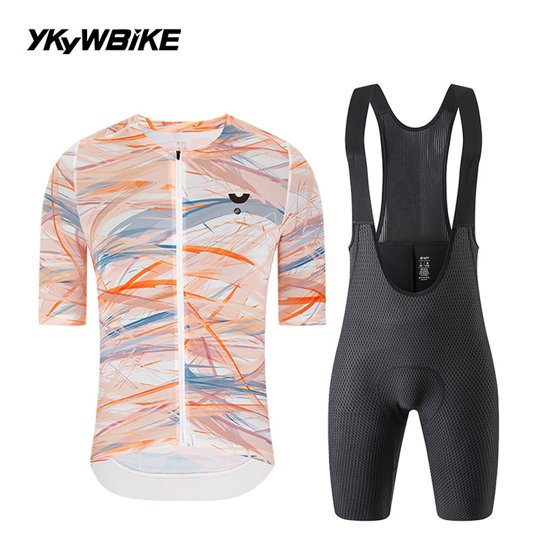 YKYWBIKE Men's Cycling Suit Jersey Slim Fit Road Bike Kits Bib Shorts Bicycle Clothing Pro team Riding Summer Maillot Sets