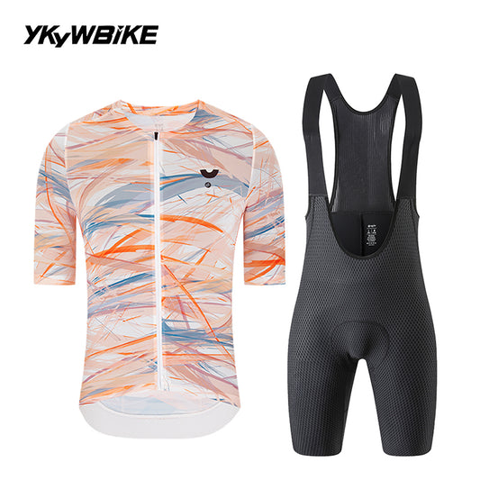 YKYWBIKE Men's Cycling Suit Jersey Slim Fit Road Bike Kits Bib Shorts Bicycle Clothing Pro team Riding Summer Maillot Sets