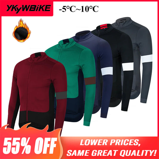 YKYW Men's Cycling Jacket Winter Icy Weather -5-10℃ Outdoor Warm Fleece Coat Thermal Weatherproof Windbreaker YKK Zipper with Pockets 5 Colors