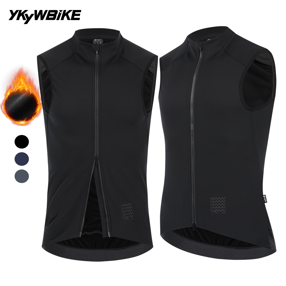 YKYWBIKE Men's Cycling Gilet Waterproof Windproof 10-20°C Bicycle Sleeveless Tops Thermal Fleece Vest YKK Road Bike MTB Gilet