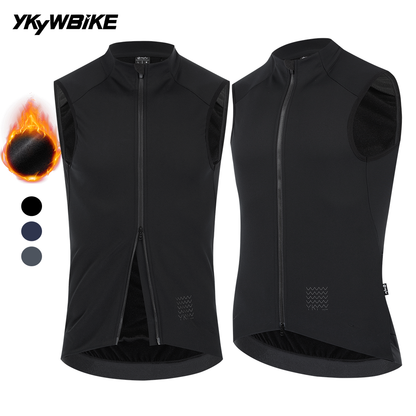 YKYWBIKE Men's Cycling Gilet Waterproof Windproof 10-20°C Bicycle Sleeveless Tops Thermal Fleece Vest YKK Road Bike MTB Gilet
