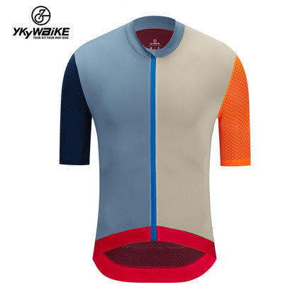 YKYW 2024 Men's New Cycling Jersey Moisture Wicking Quick Dry Multiple Color Combinations Colorblocking Gray+Black