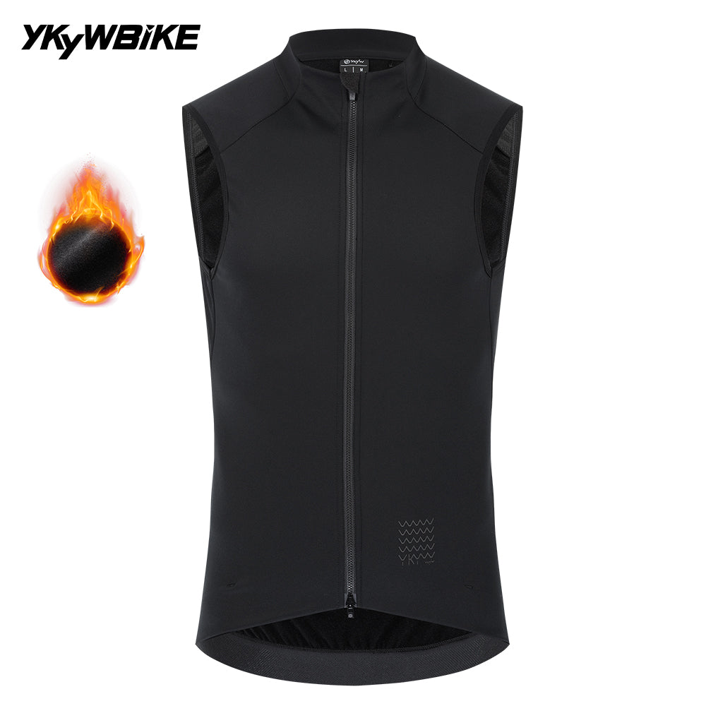 YKYWBIKE Men's Cycling Gilet Waterproof Windproof 10-20°C Bicycle Sleeveless Tops Thermal Fleece Vest YKK Road Bike MTB Gilet