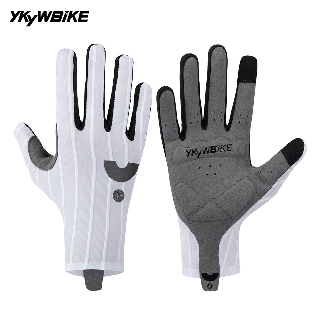 YKYWBIKE Cycling Gloves Full Fingers Aerodynamic Road Bike Gloves Reflective Touch Screen Anti-Slip Bicycle Long Gloves MTB