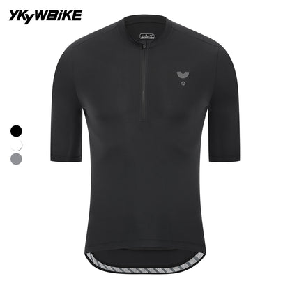 YKYWBIKE 2025 Casual Cycling Tee Men Bicycle Jersey Soft Breathable Road Bike MTB Maillot Summer Short Sleeve Half-Zip Shirt