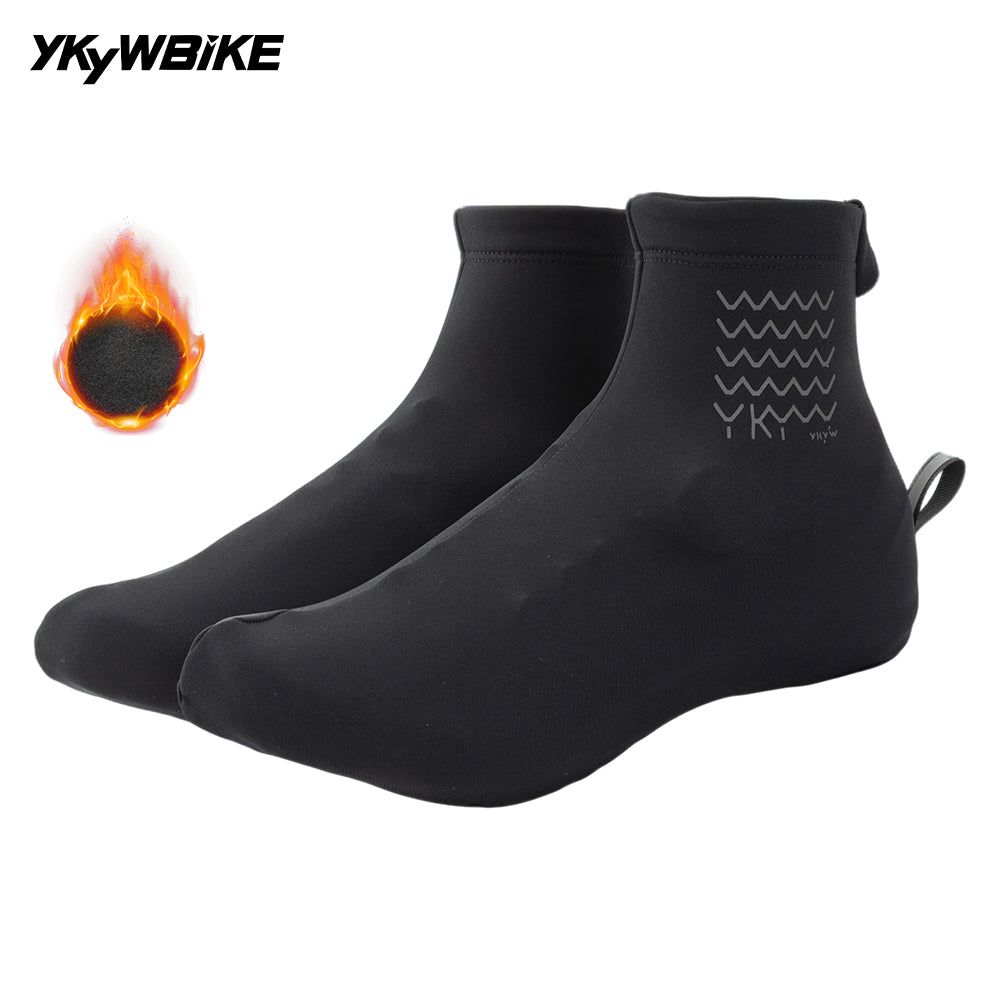 YKYWBIKE Cycling Shoe Cover Anti-Splash Thermal Fleece Road Bike Overshoes Windproof MTB Warm Bicycle Shoes Covers 4 Color