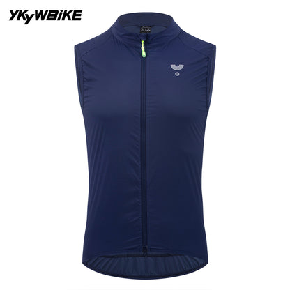 YKYWBIKE Men's Cycling Gilet Windproof Waterproof Pro Team Portable Bicycle Windbreaker Road Bike Vest 2 Way Zipper Breathable