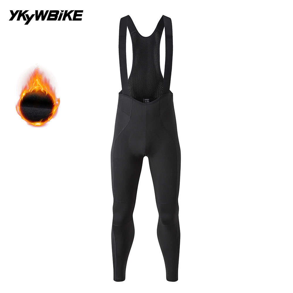YKYWBIKE 2025 Mens Winter&Autumn Cycling Long Pants Fleece-lined Thermal Cycling Tights 3D Cutting Road Bike Trousers 10-20°C