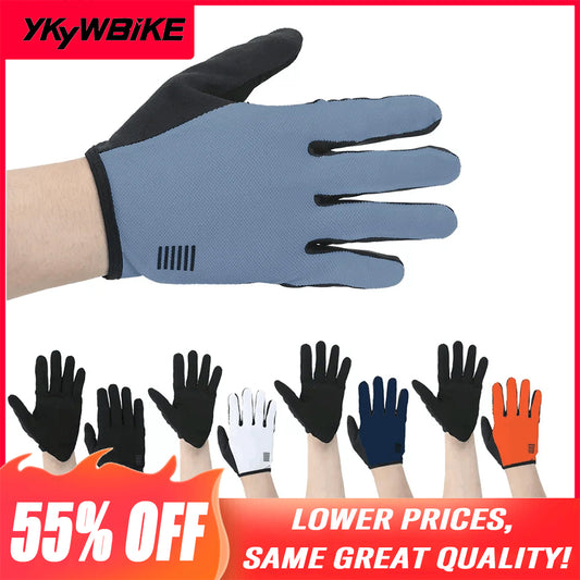 YKYW MTB Road Cycling Touch Screen Full Finger Gel Gloves Mesh Fabric Quick-drying Elastic Breathable XRD Technology Shockproof 5 Colors