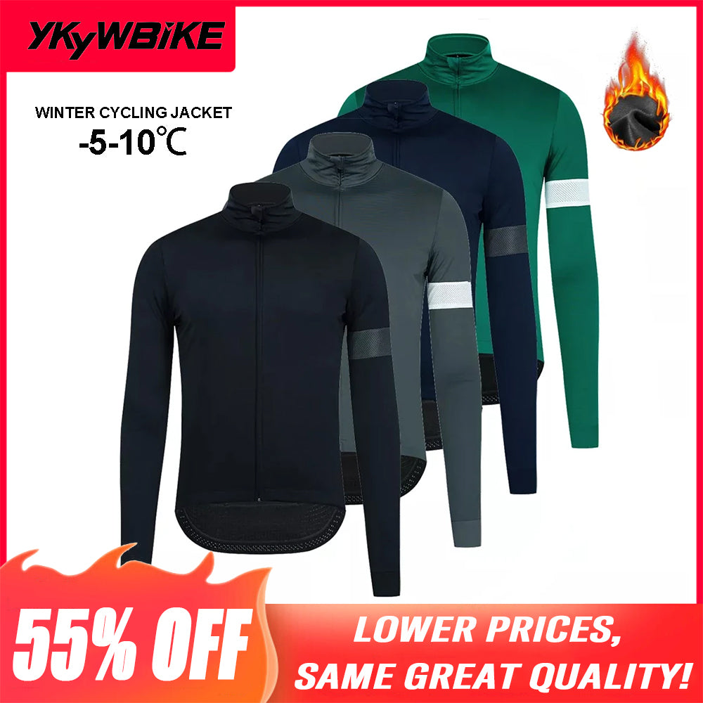 YKYW Men's Cycling Jacket Winter Icy Weather -5-10℃ Outdoor Warm Fleece Coat Thermal Weatherproof Windbreaker 5 Colors