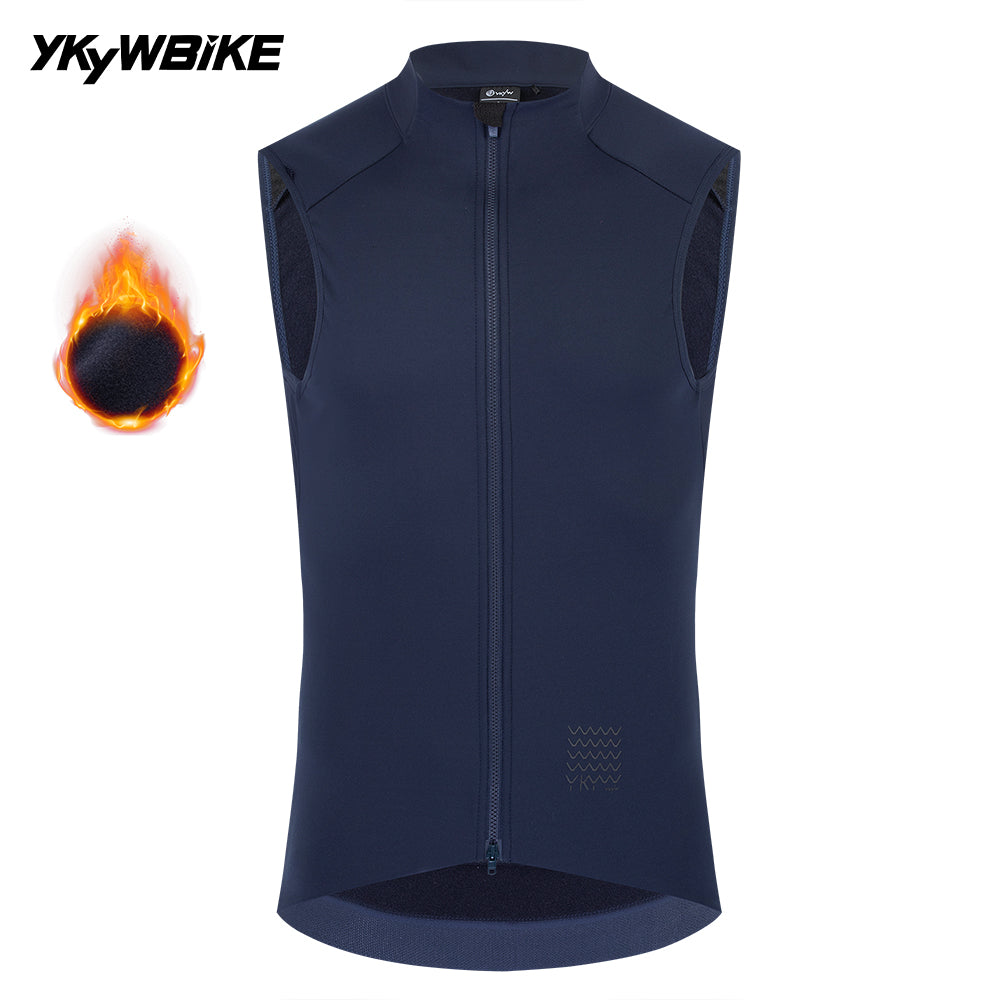 YKYWBIKE Men's Cycling Gilet Waterproof Windproof 10-20°C Bicycle Sleeveless Tops Thermal Fleece Vest YKK Road Bike MTB Gilet