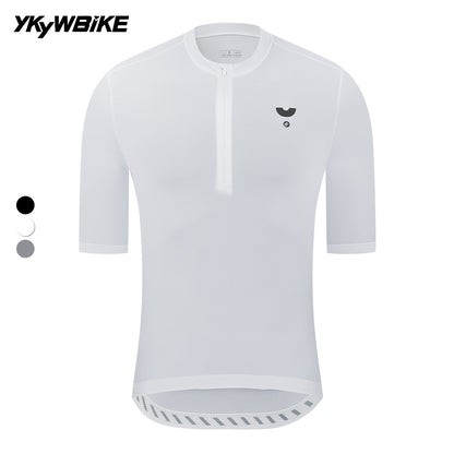 YKYWBIKE 2025 Casual Cycling Tee Men Bicycle Jersey Soft Breathable Road Bike MTB Maillot Summer Short Sleeve Half-Zip Shirt