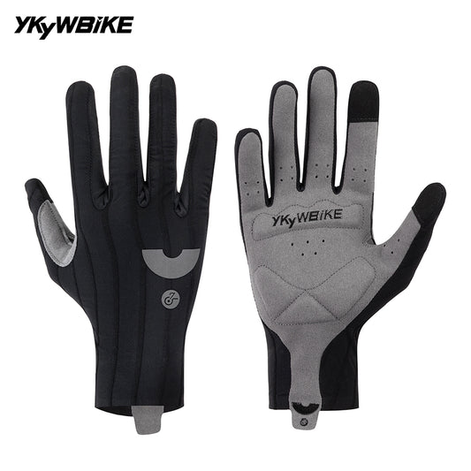 YKYWBIKE Cycling Gloves Full Fingers Aerodynamic Road Bike Gloves Reflective Touch Screen Anti-Slip Bicycle Long Gloves MTB
