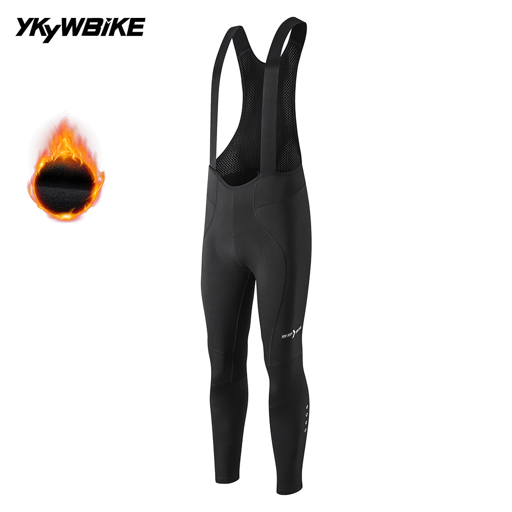 YKYWBIKE 2025 Mens Winter&Autumn Cycling Long Pants Fleece-lined Thermal Cycling Tights 3D Cutting Road Bike Trousers 10-20°C