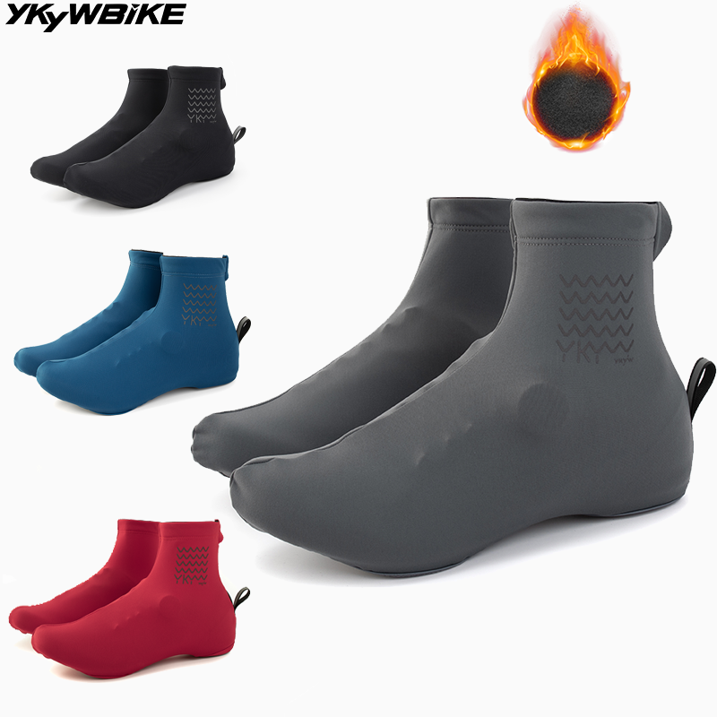 YKYWBIKE Cycling Shoe Cover Anti-Splash Thermal Fleece Road Bike Overshoes Windproof MTB Warm Bicycle Shoes Covers 4 Color