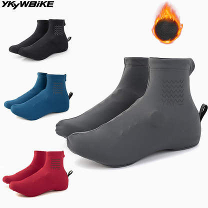 YKYWBIKE Cycling Shoe Cover Anti-Splash Thermal Fleece Road Bike Overshoes Windproof MTB Warm Bicycle Shoes Covers 4 Color