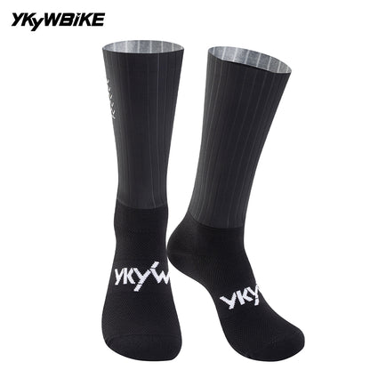 YKYWBIKE 2025 Cycling Socks 6 Color Pro Racing Aero Spoke Sports Socks Wider Non-Slip Stripe Road Bike MTB Socks Outdoors Bicycle Socks