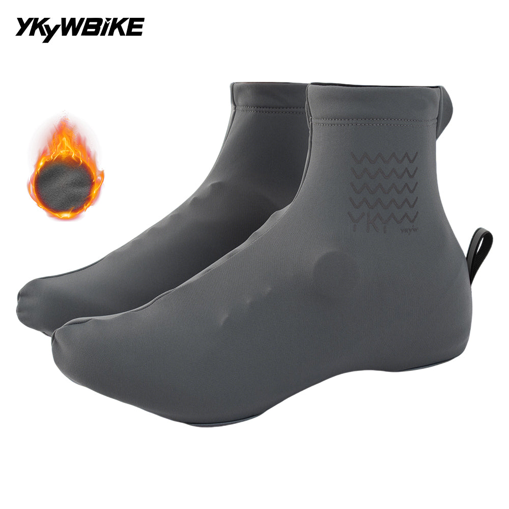 YKYWBIKE Cycling Shoe Cover Anti-Splash Thermal Fleece Road Bike Overshoes Windproof MTB Warm Bicycle Shoes Covers 4 Color