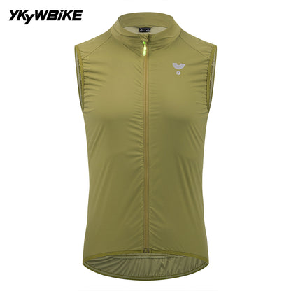 YKYWBIKE Men's Cycling Gilet Windproof Waterproof Pro Team Portable Bicycle Windbreaker Road Bike Vest 2 Way Zipper Breathable