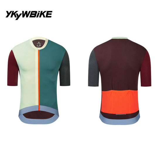 YKYW 2024 Men's New Cycling Jersey Moisture Wicking Quick Dry Multiple Color light green+dark green