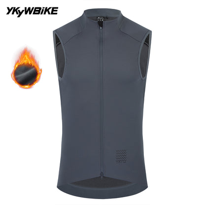 YKYWBIKE Men's Cycling Gilet Waterproof Windproof 10-20°C Bicycle Sleeveless Tops Thermal Fleece Vest YKK Road Bike MTB Gilet
