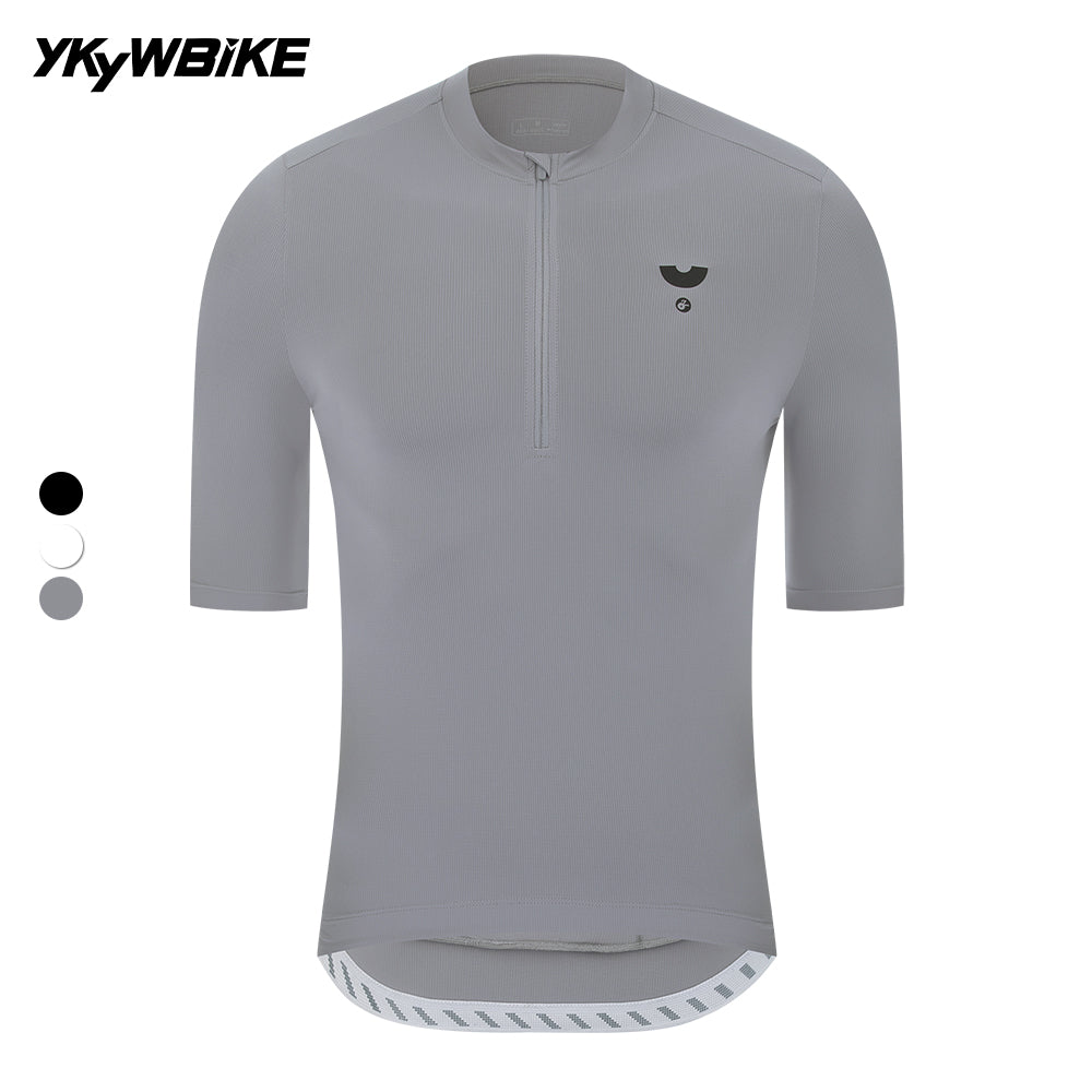 YKYWBIKE 2025 Casual Cycling Tee Men Bicycle Jersey Soft Breathable Road Bike MTB Maillot Summer Short Sleeve Half-Zip Shirt