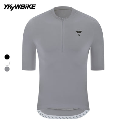 YKYWBIKE 2025 Casual Cycling Tee Men Bicycle Jersey Soft Breathable Road Bike MTB Maillot Summer Short Sleeve Half-Zip Shirt