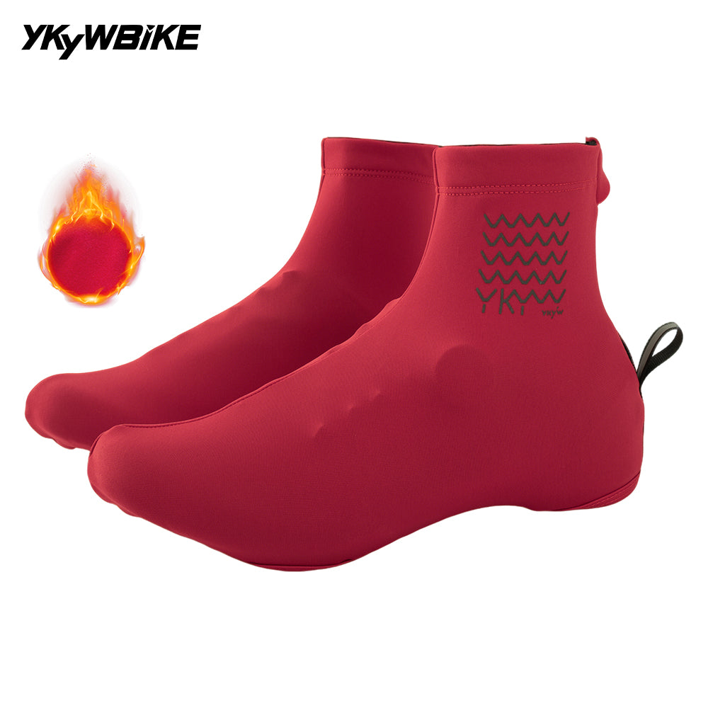 YKYWBIKE Cycling Shoe Cover Anti-Splash Thermal Fleece Road Bike Overshoes Windproof MTB Warm Bicycle Shoes Covers 4 Color