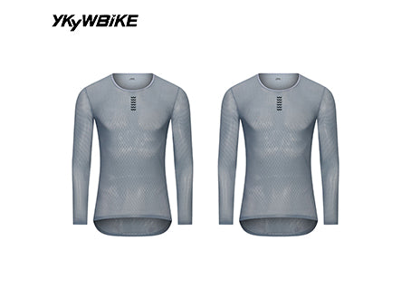 YKYW Men's Pro Cool Mesh Cycling Base Layer, Long Sleeve Superlight Breathable Undershirt, 2-Pack Bundle, 3 Colors Available
