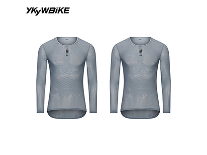 YKYW Men's Pro Cool Mesh Cycling Base Layer, Long Sleeve Superlight Breathable Undershirt, 2-Pack Bundle, 3 Colors Available