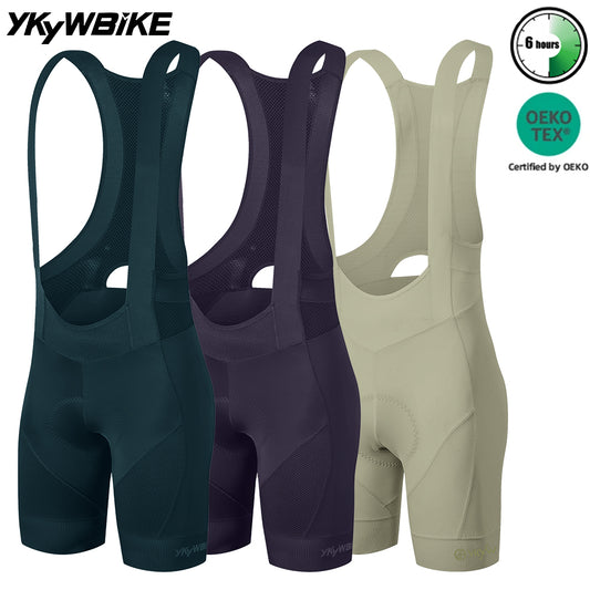 YKYW 2026 Summer Men's Solid Color Cycling Bib Shorts 6H Padded Elastic Performance Tights
