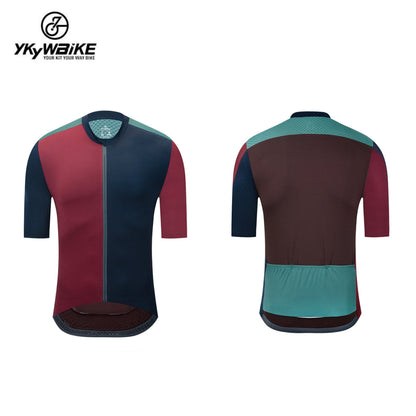 YKYW 2024 Men's New Cycling Jersey Moisture Wicking Quick Dry Multiple Color Combinations Colorblocking Dark green+green