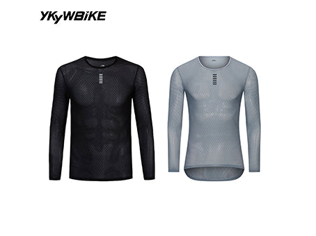 YKYW Men's Pro Cool Mesh Cycling Base Layer, Long Sleeve Superlight Breathable Undershirt, 2-Pack Bundle, 3 Colors Available