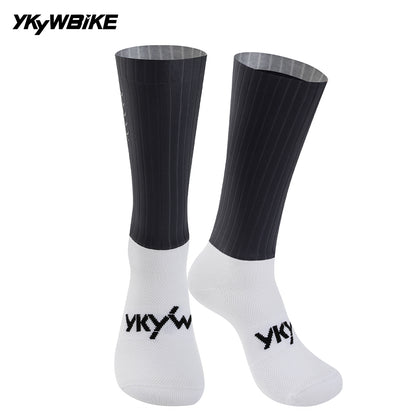 YKYWBIKE 2025 Cycling Socks 6 Color Pro Racing Aero Spoke Sports Socks Wider Non-Slip Stripe Road Bike MTB Socks Outdoors Bicycle Socks