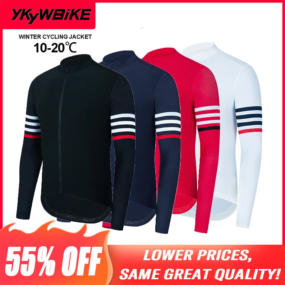 YKYW Men's  MTB Cycling Jersey Jackets Winter 10-20℃ Long Sleeves Fleece Keep Warm 4 Colors