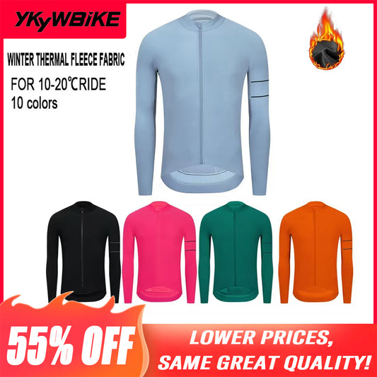 YKYW Men's PRO Team Aero Cycling Jersey Coat Winter 10-20℃ Long Sleeves Race Fit Fleece Thermal 10 Colors