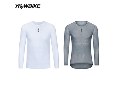 YKYW Men's Pro Cool Mesh Cycling Base Layer, Long Sleeve Superlight Breathable Undershirt, 2-Pack Bundle, 3 Colors Available